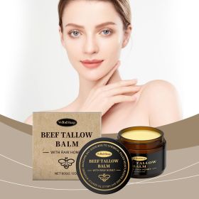 Tallow & Honey Skin Balm, Natural Grass-Fed Beef Tallow Raw Honey Portable Moisturizer, Dual-Use for Face & Body, Free of Excess Chemical Additives