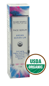 Made Simple Skin Care Face Serum for Dry Skin — Organic Vegan Argan Geranium